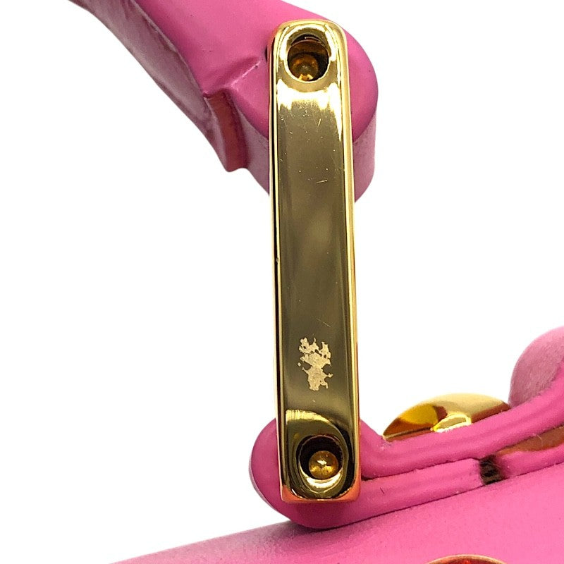 エム・シー・エム MCM ビジュー・スタッズサッチェルバッグ ピンク×GD金具 レザー・ヴィセトスキャンバス レディース ショルダーバッグ