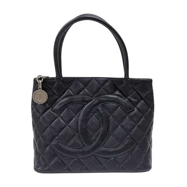 シャネル CHANEL 復刻トート A01804 6番台 ブラック シルバー金具 キャビアスキン レディース ハンドバッグ