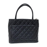シャネル CHANEL 復刻トート A01804 6番台 ブラック シルバー金具 キャビアスキン レディース ハンドバッグ