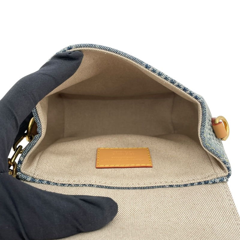 ルイ・ヴィトン LOUIS VUITTON ナノ・スティーマー N40751 ブルー ダミエ・デニム レディース ショルダーバッグ