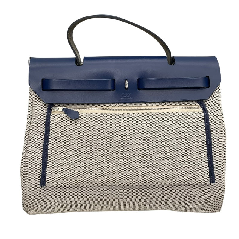 エルメス HERMES エールバッグジップPM ルトゥルネ Z刻 ブルー SV金具 トワル レディース ハンドバッグ