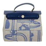 エルメス HERMES エールバッグジップPM ルトゥルネ Z刻 ブルー SV金具 トワル レディース ハンドバッグ
