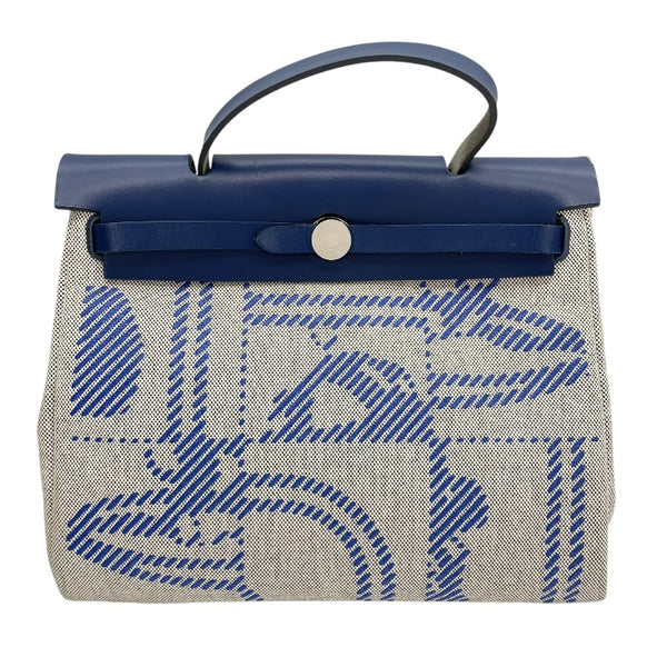 エルメス HERMES エールバッグジップPM ルトゥルネ Z刻 ブルー SV金具 トワル レディース ハンドバッグ