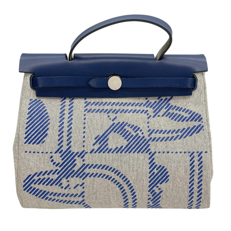 エルメス HERMES エールバッグジップPM ルトゥルネ Z刻 ブルー SV金具 トワル レディース ハンドバッグ