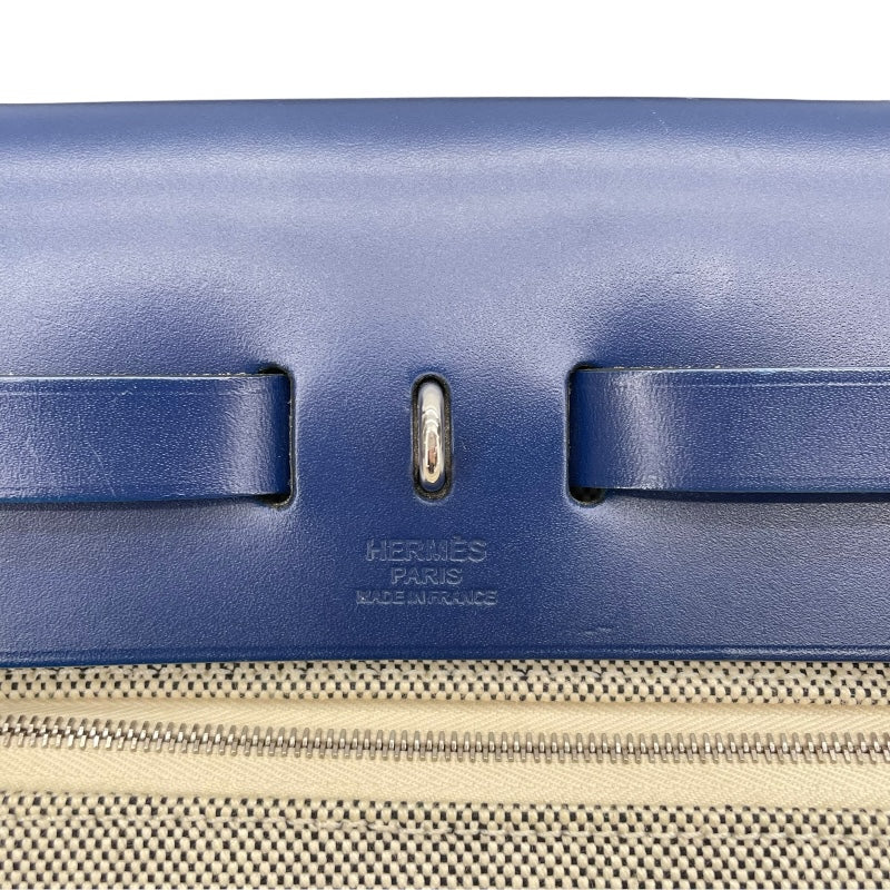 エルメス HERMES エールバッグジップPM ルトゥルネ Z刻 ブルー SV金具 トワル レディース ハンドバッグ