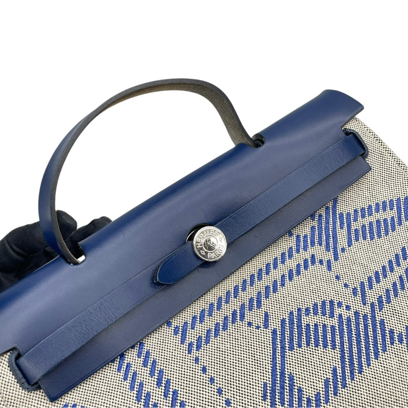 エルメス HERMES エールバッグジップPM ルトゥルネ Z刻 ブルー SV金具 トワル レディース ハンドバッグ