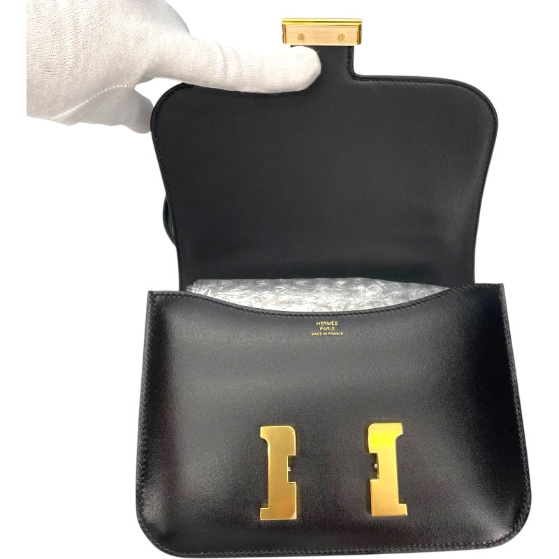 エルメス HERMES コンスタンス3 ミニ ミロワール K刻 ブラック GD金具 ボックスカーフ レディース ショルダーバッグ
