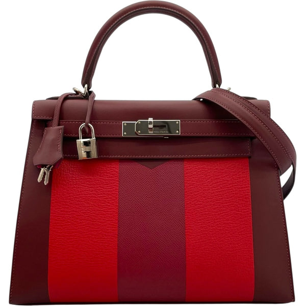 エルメス HERMES ケリーレター28 外縫い D刻 ルージュアッシュ・ヴァーミリオン SV金具 ソンブレロ・シェーブル・エプソン レディース ショルダーバッグ