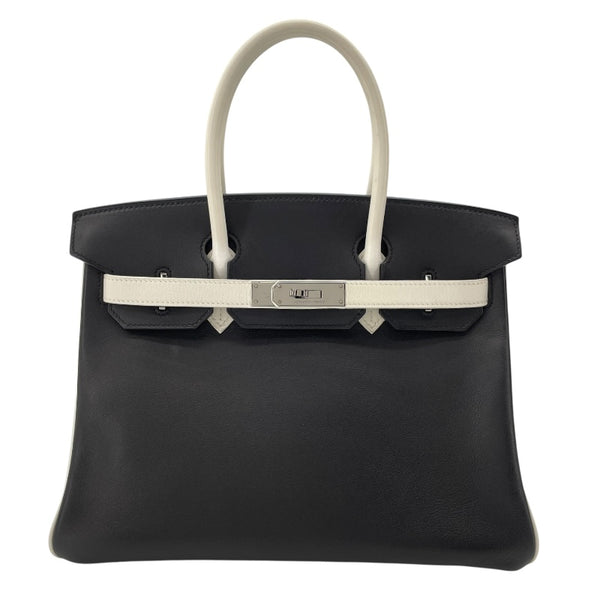エルメス HERMES バーキン30 □K刻 ブラックxマッシュルーム SV金具 スイフト レディース ハンドバッグ