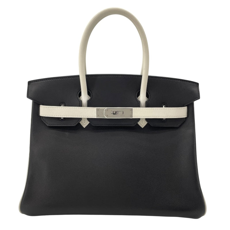 エルメス HERMES バーキン30 □K刻 ブラックxマッシュルーム SV金具 スイフト レディース ハンドバッグ