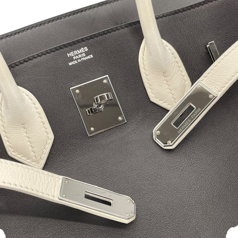 エルメス HERMES バーキン30 □K刻 ブラックxマッシュルーム SV金具 スイフト レディース ハンドバッグ
