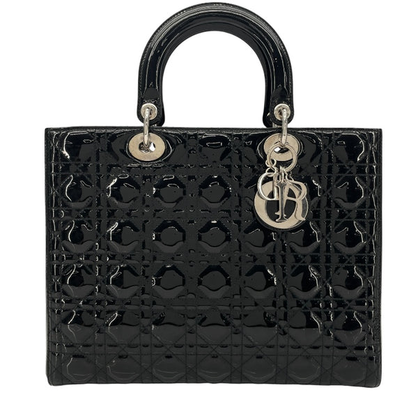 クリスチャン・ディオール Christian Dior レディディオール ラージ ブラック SV金具 カナージュ/エナメル レディース ショルダーバッグ