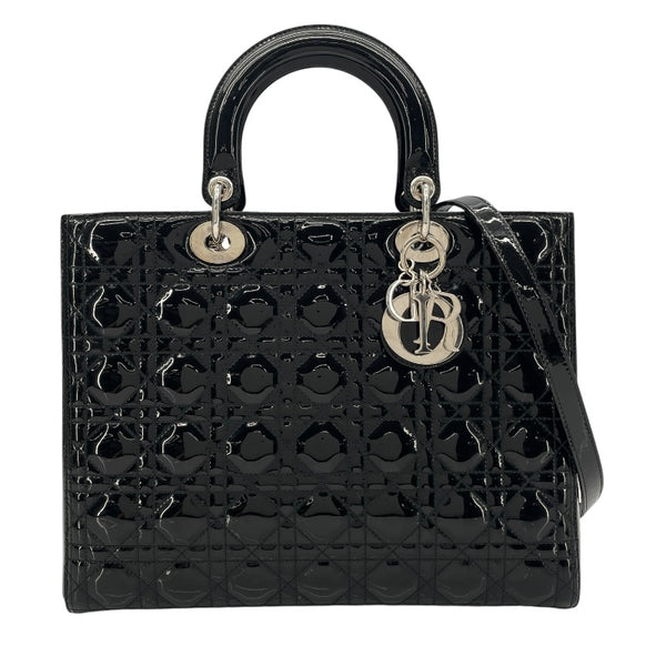クリスチャン・ディオール Christian Dior レディディオール ラージ ブラック SV金具 カナージュ/エナメル レディース ショルダーバッグ