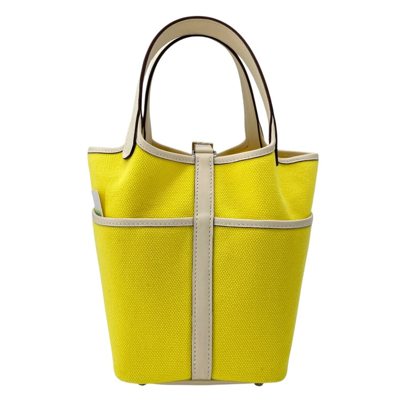 エルメス HERMES ピコタンロックPM カーゴ U刻 ジョーヌシトロンxナタ SV金具 トワル/スイフト レディース ハンドバッグ