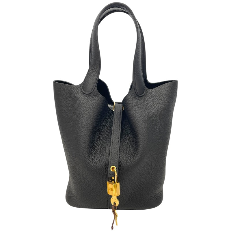 エルメス HERMES ピコタンロックMM W刻 ブラック GD金具 トリヨンクレマンス レディース ハンドバッグ
