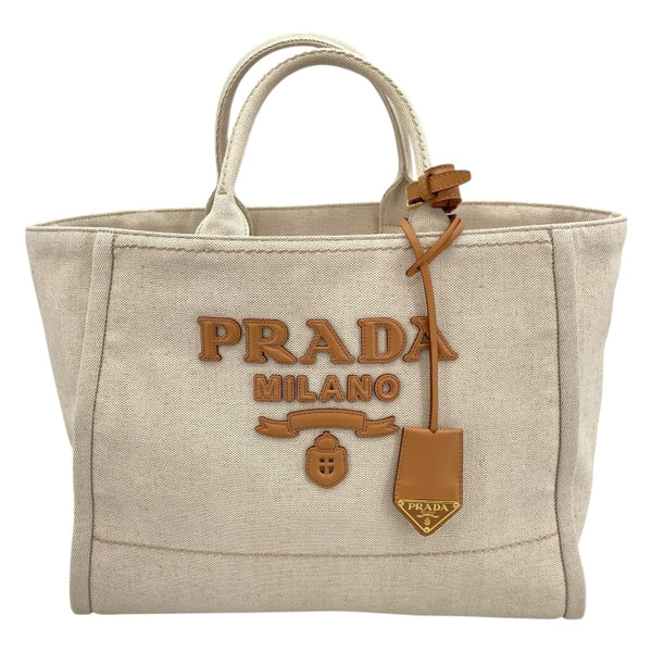 プラダ PRADA カナパ ラージ 2VG131 ベージュ キャンバス レディース トートバッグ
