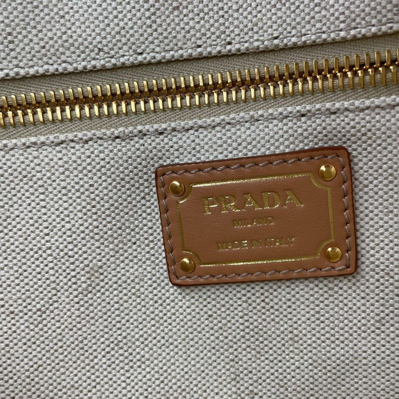 プラダ PRADA カナパ ラージ 2VG131 ベージュ キャンバス レディース