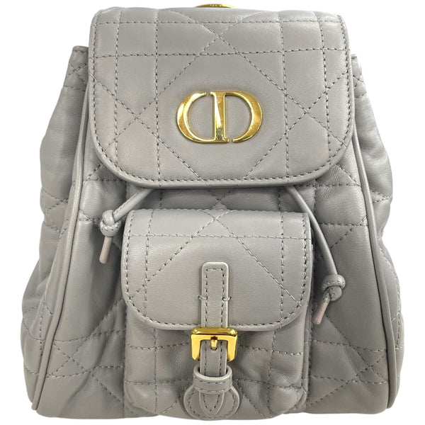 クリスチャン・ディオール Christian Dior Dior Caro バックパック スモール グレー GD金具 ラムスキン レディース リュック・デイパック
