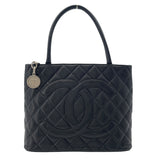 シャネル CHANEL 復刻トート A01804 5番台 ブラック SV金具 キャビアスキン レディース トートバッグ
