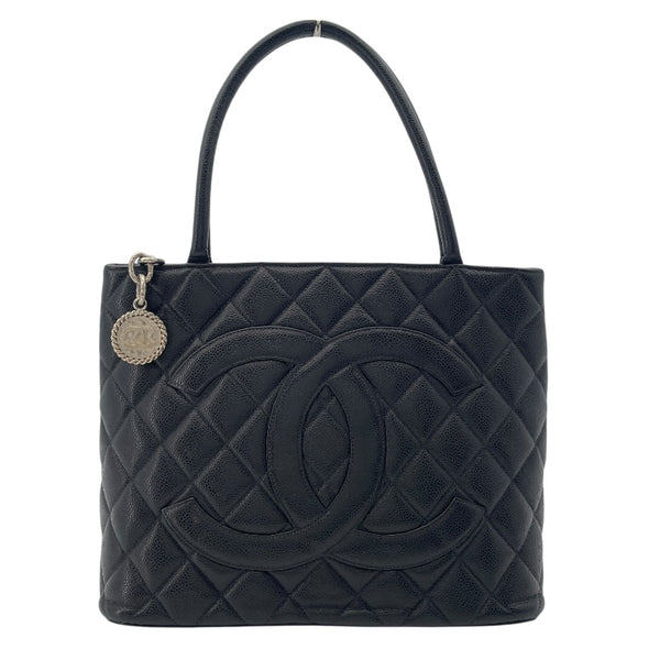シャネル CHANEL 復刻トート A01804 5番台 ブラック SV金具 キャビアスキン レディース トートバッグ