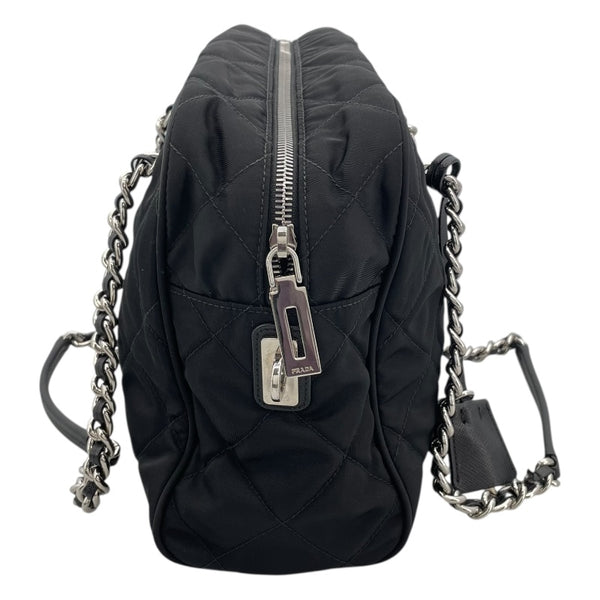 プラダ PRADA インプント チェーンショルダーバック 1BB903 ブラック キルティングナイロン レディース トートバッグ