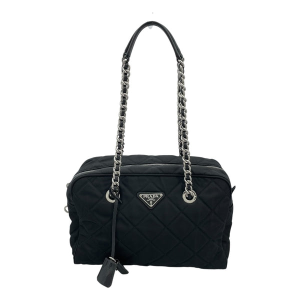 プラダ PRADA インプント チェーンショルダーバック 1BB903 ブラック キルティングナイロン レディース トートバッグ