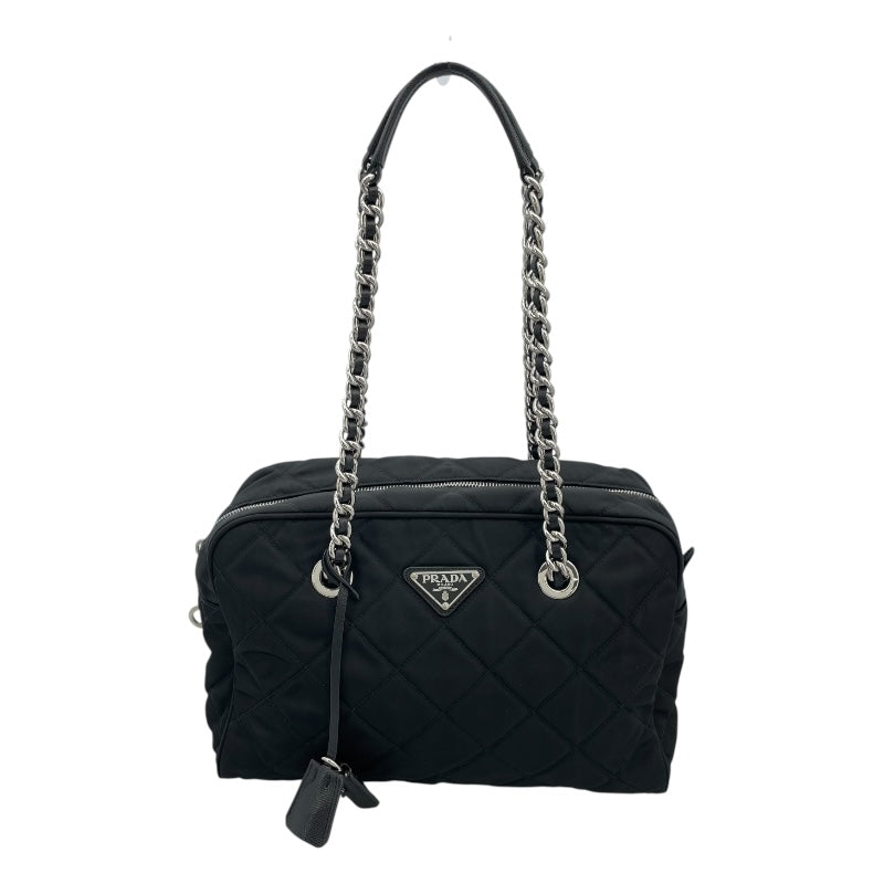 プラダ PRADA インプント チェーンショルダーバック 1BB903 ブラック キルティングナイロン レディース トートバッグ