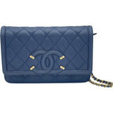 シャネル CHANEL CCフィリグリーチェーンバッグ A93340 25番台 ネイビー キャビアスキン レディース ショルダーバッグ