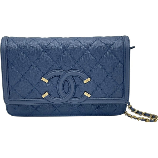 シャネル CHANEL CCフィリグリーチェーンバッグ A93340 25番台 ネイビー キャビアスキン レディース ショルダーバッグ