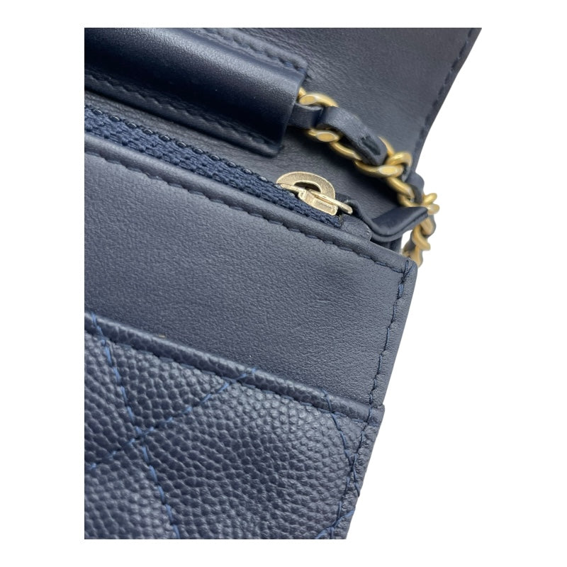 シャネル CHANEL CCフィリグリーチェーンバッグ A93340 25番台 ネイビー キャビアスキン レディース ショルダーバッグ