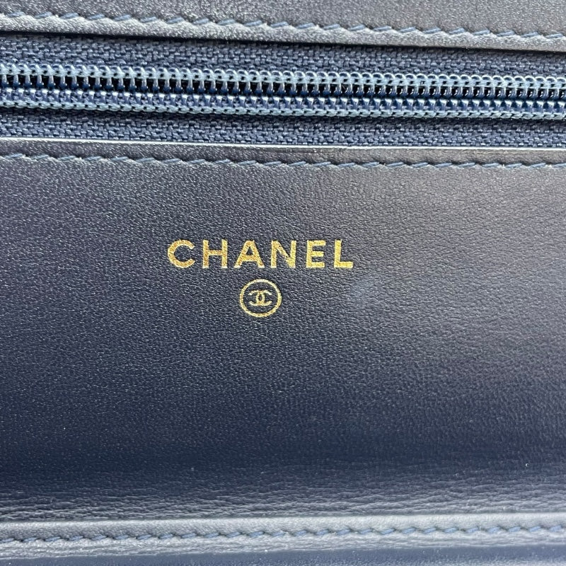 シャネル CHANEL CCフィリグリーチェーンバッグ A93340 25番台 ネイビー キャビアスキン レディース ショルダーバッグ