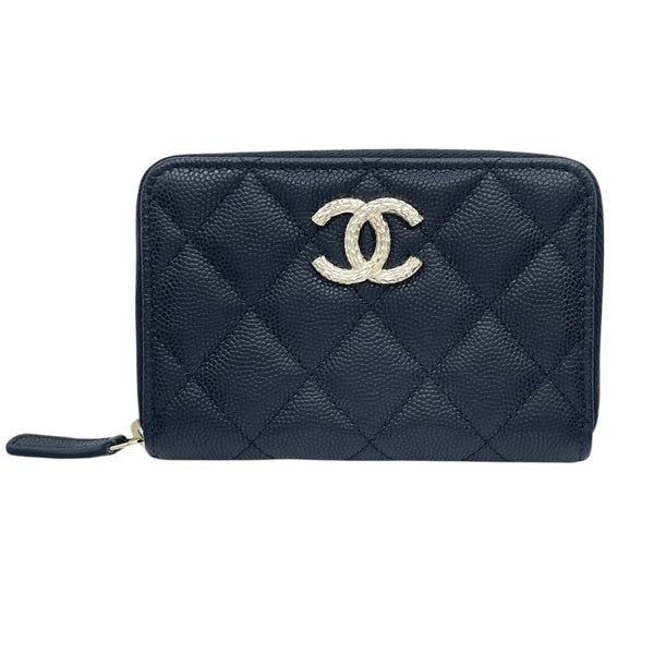 シャネル CHANEL 二つ折り財布 AP4085 ランダムシリアル ブラック GD金具 キャビアスキン レディース 二つ折り財布