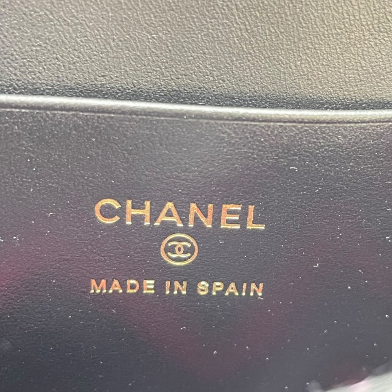シャネル CHANEL 二つ折り財布 AP4085 ランダムシリアル ブラック GD金具 キャビアスキン レディース 二つ折り財布