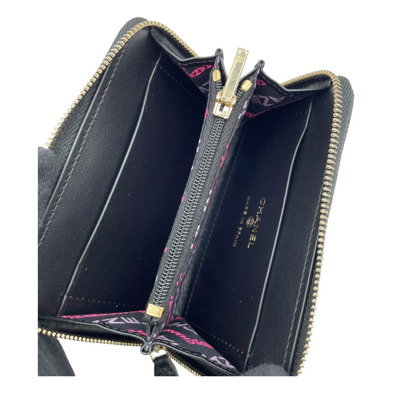 シャネル CHANEL 二つ折り財布 AP4085 ランダムシリアル ブラック GD金具 キャビアスキン レディース 二つ折り財布