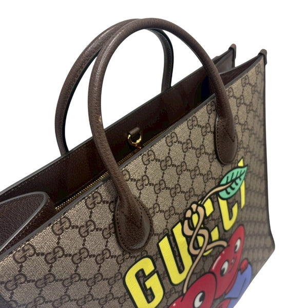 グッチ GUCCI GGスプリーム チェリープリント トートバッグ 703264 ブラウン GGスプリームキャンバス/レザー ユニセックス トートバッグ