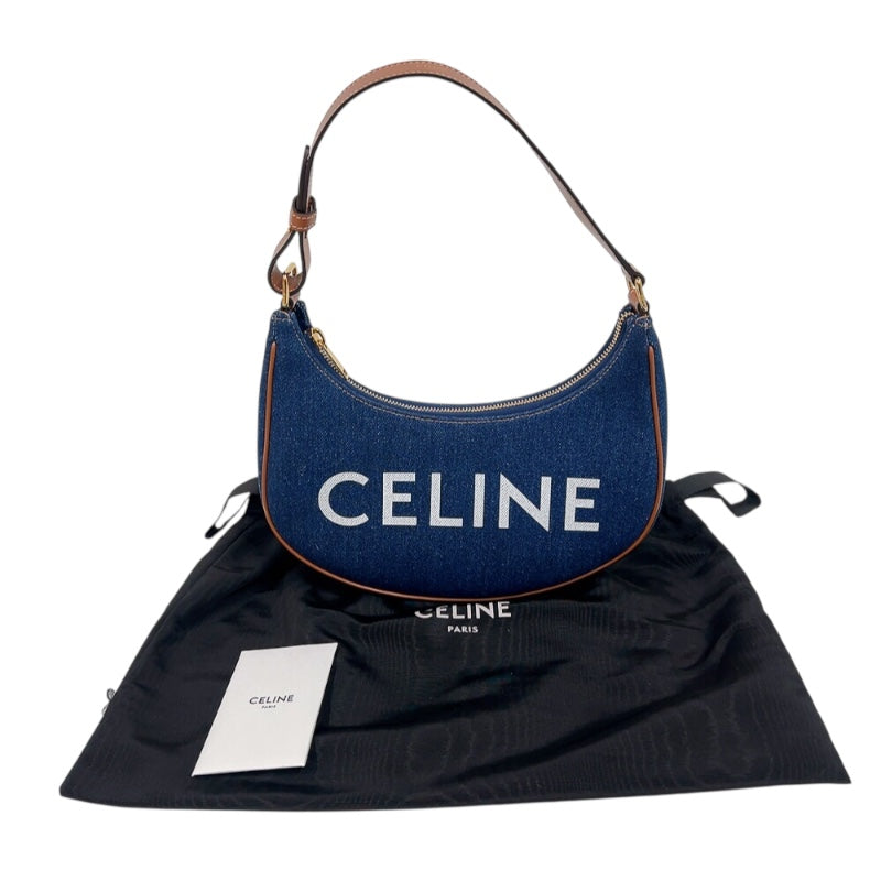 セリーヌ CELINE アヴァバッグ 193952 ブルー　ゴールド金具 デニムジャンバス レディース ショルダーバッグ