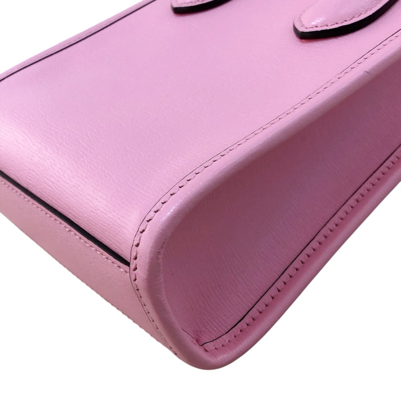 グッチ GUCCI ミニトート ばなにゃコラボ 671623 ピンク レザー レディース ショルダーバッグ