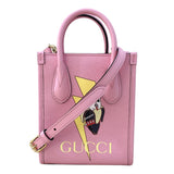 グッチ GUCCI ミニトート ばなにゃコラボ 671623 ピンク レザー レディース ショルダーバッグ