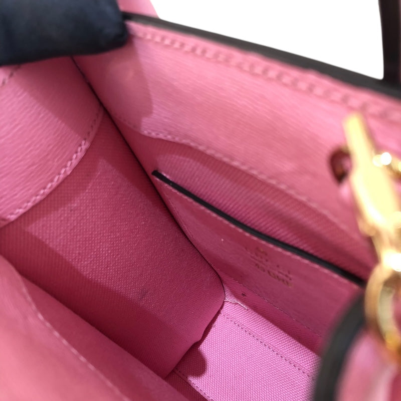グッチ GUCCI ミニトート ばなにゃコラボ 671623 ピンク レザー レディース ショルダーバッグ