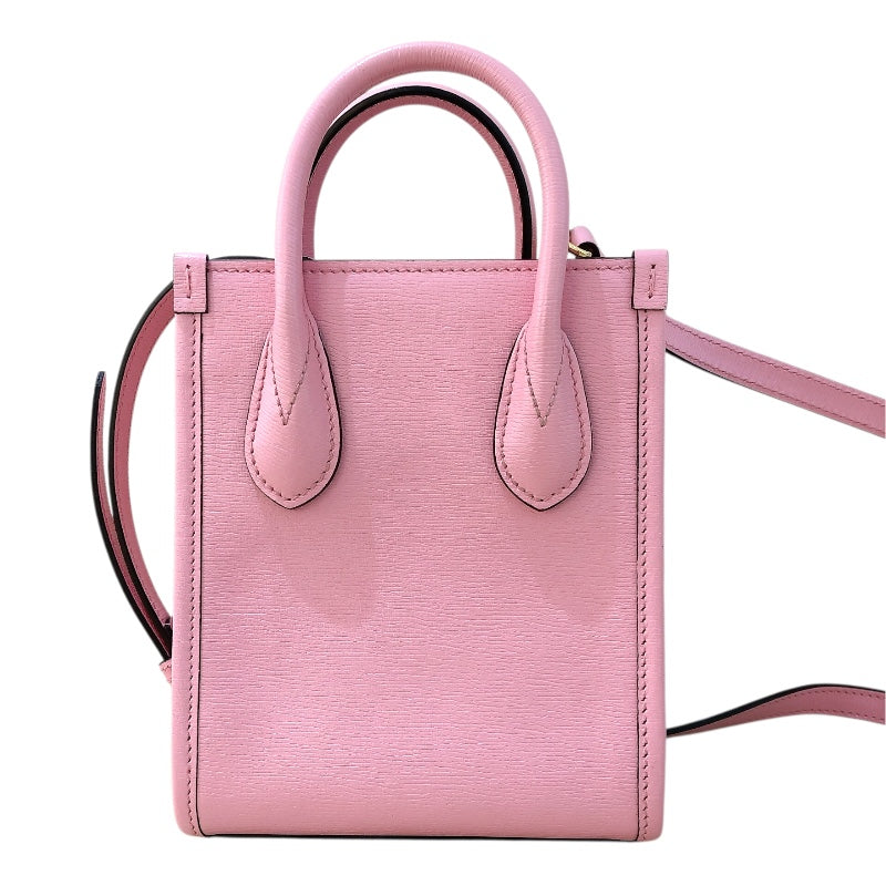 グッチ GUCCI ミニトート ばなにゃコラボ 671623 ピンク レザー レディース ショルダーバッグ