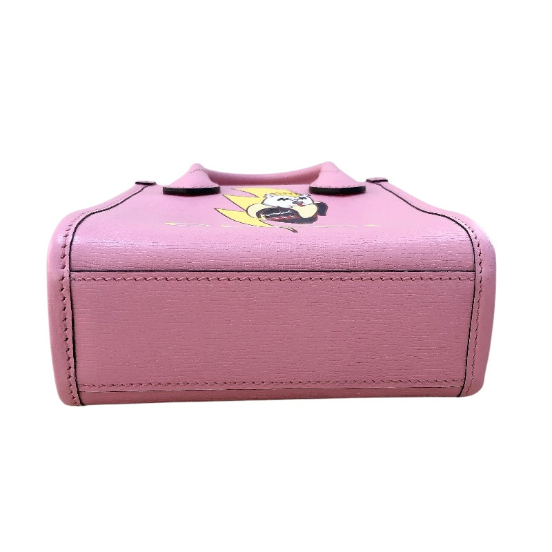 グッチ GUCCI ミニトート ばなにゃコラボ 671623 ピンク レザー レディース ショルダーバッグ
