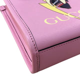 グッチ GUCCI ミニトート ばなにゃコラボ 671623 ピンク レザー レディース ショルダーバッグ