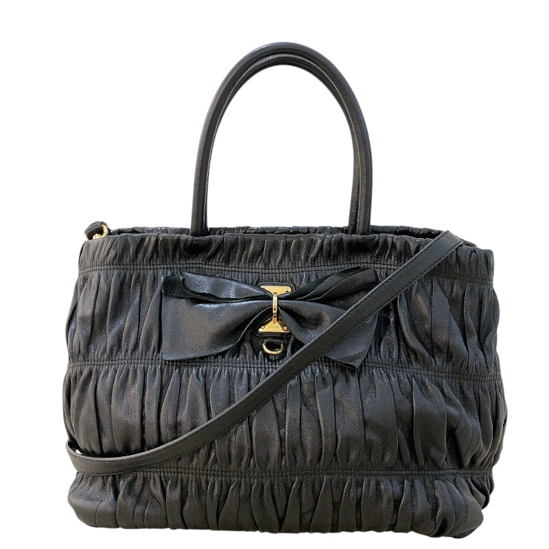 プラダ PRADA リボントートバッグ BN1932 ブラック 　ゴールド金具 ナッパレザー レディース トートバッグ