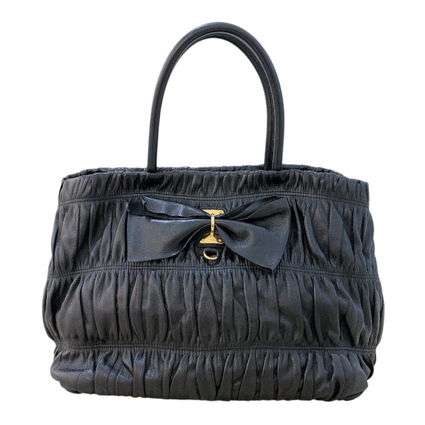 プラダ PRADA リボントートバッグ BN1932 ブラック 　ゴールド金具 ナッパレザー レディース トートバッグ