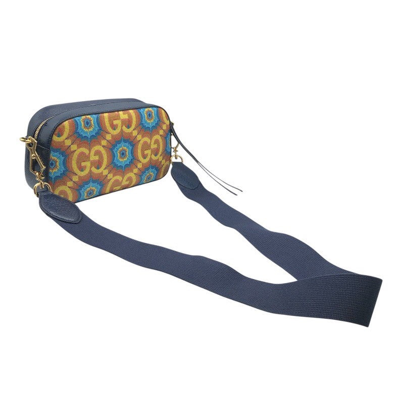 グッチ GUCCI GGカレイドショルダーバッグ 476466 ネイビー/イエロー PVCコーティングキャンバス/レザー レディース ショルダーバッグ