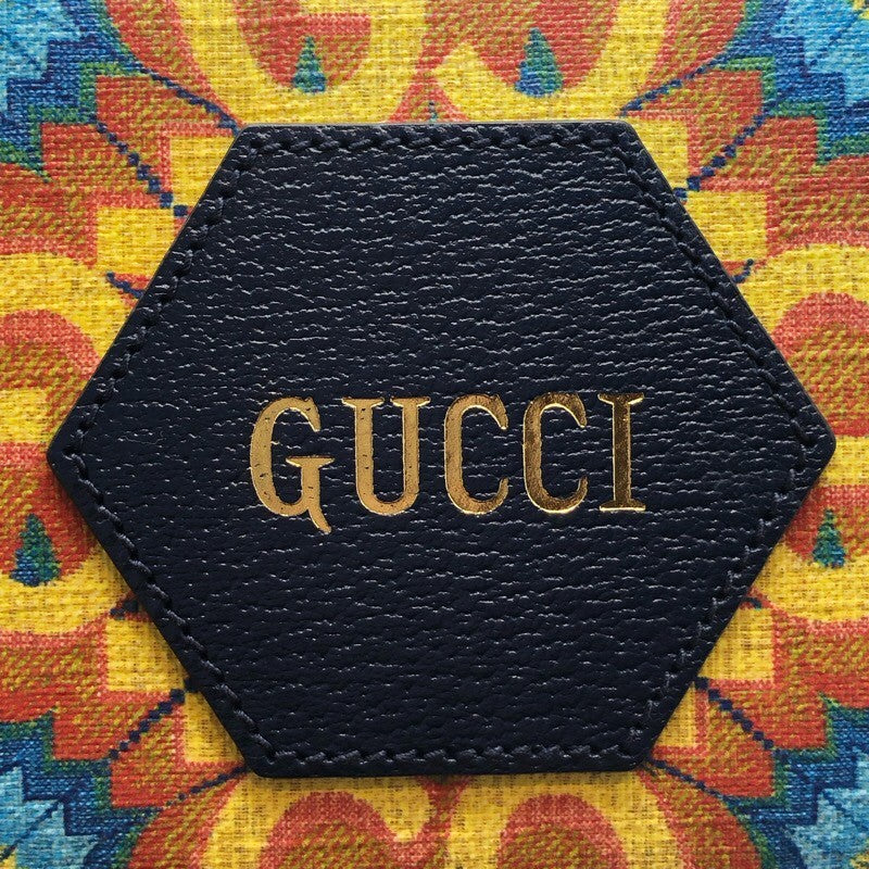 グッチ GUCCI GGカレイドショルダーバッグ 476466 ネイビー/イエロー PVCコーティングキャンバス/レザー レディース ショルダーバッグ