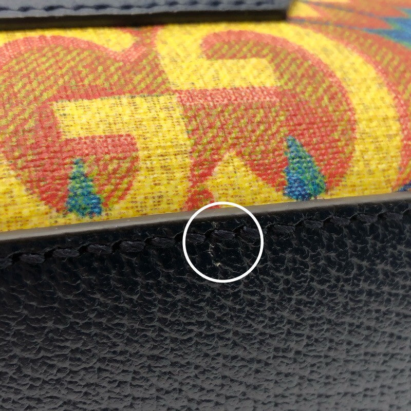 グッチ GUCCI GGカレイドショルダーバッグ 476466 ネイビー/イエロー PVCコーティングキャンバス/レザー レディース ショルダーバッグ