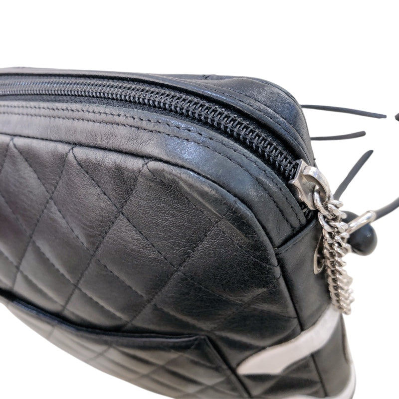 シャネル CHANEL カンボンショルダーバッグミディアム A25178 ブラック・シルバー金具 ラム レディース ショルダーバッグ