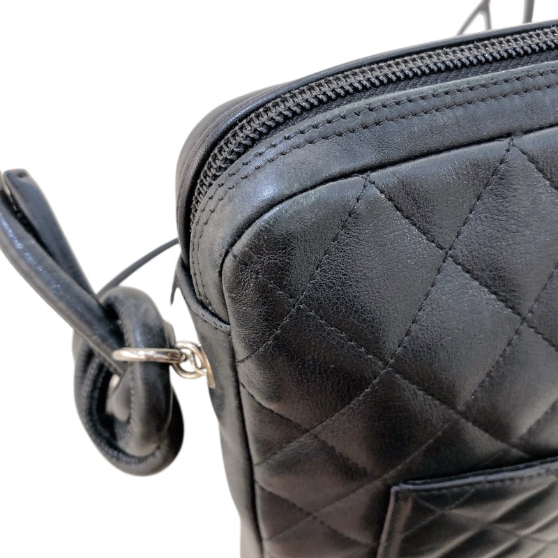 シャネル CHANEL カンボンショルダーバッグミディアム A25178 ブラック・シルバー金具 ラム レディース ショルダーバッグ