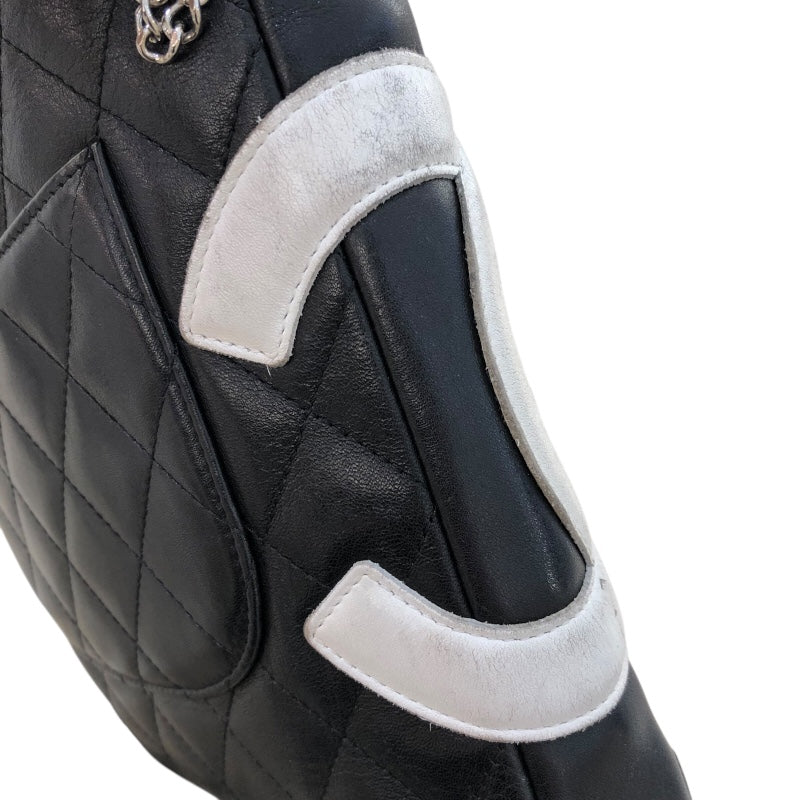 シャネル CHANEL カンボンショルダーバッグミディアム A25178 ブラック・シルバー金具 ラム レディース ショルダーバッグ
